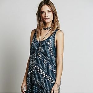 Free People Tribal Arrows Bead Embellished Mini Dress XS